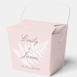 Blush Pink White Fern Large Take Out Wedding Favour Box