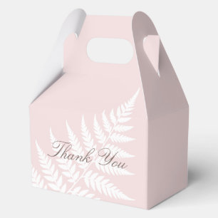 Blush Pink White Fern Medium Gable Thank You Favour Box