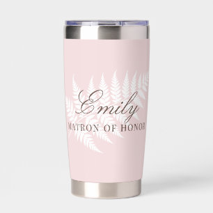 Blush Pink White Fern Pastel Matron of Honour Insulated Tumbler