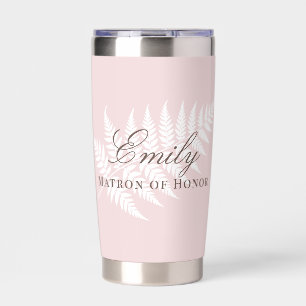 Blush Pink White Fern Pastel Matron of Honour Insulated Tumbler