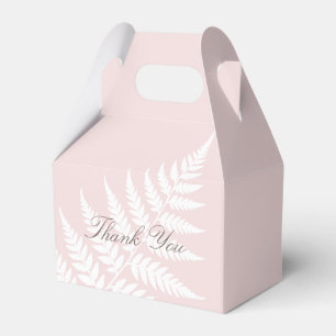 Blush Pink White Fern Small Gable Thank You Favour Box