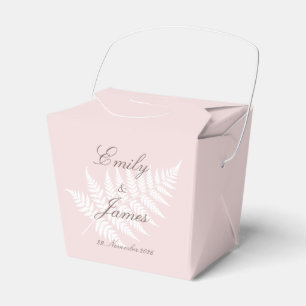 Blush Pink White Fern Small Take Out Party Favour Box