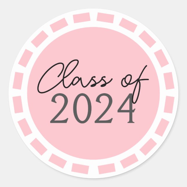 Blush Pink & White Filmstrip Graduation Classic Round Sticker (Front)