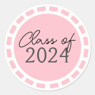 Blush Pink & White Filmstrip Graduation Classic Round Sticker
