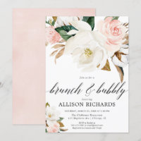 Blush pink white floral rustic fall brunch bubbly