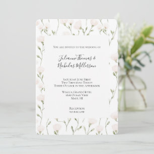 Blush Pink White Floral Wedding Invitation