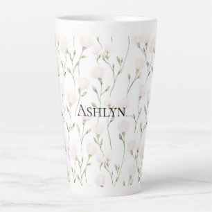Blush Pink White Flowers Latte Mug