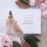 Blush Pink White Glam Gown Bridal Shower Thank You