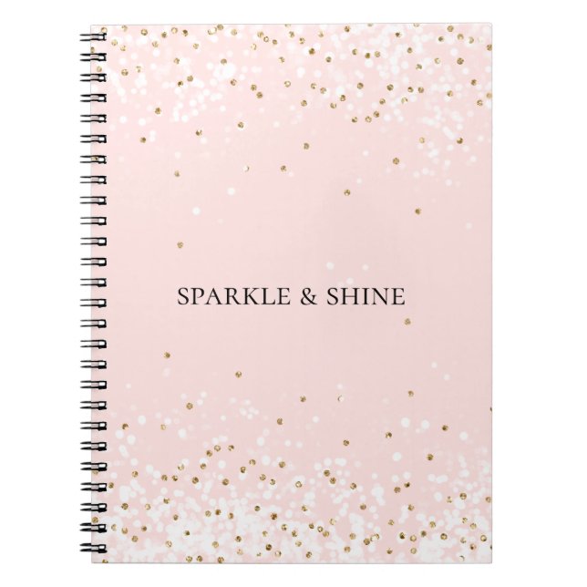 Blush Pink White Gold Confetti Glitz Sparkle  Notebook (Front)