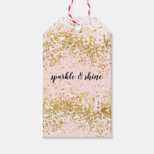 Blush Pink White Gold Confetti Sparkle Gift Tags