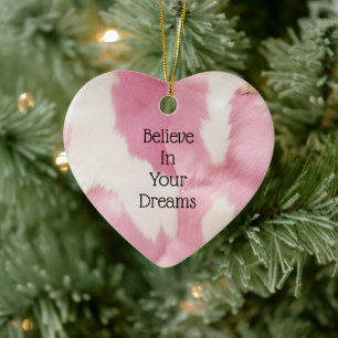 Blush Pink White Gold Cowhide Animal Ceramic Tree Decoration