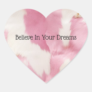 Blush Pink White Gold Cowhide Animal Heart Sticker