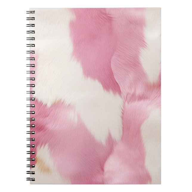 Blush Pink White Gold Cowhide Animal Notebook (Front)