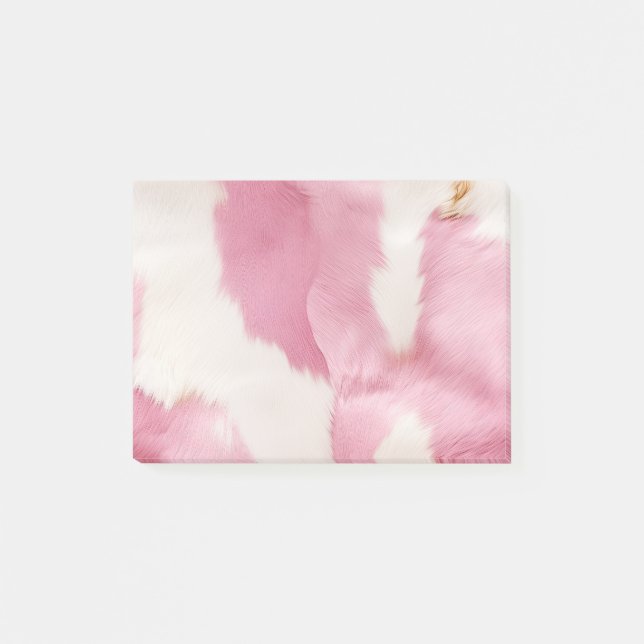 Blush Pink White Gold Cowhide Animal Post-it Notes (Front)