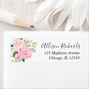 Blush pink white greenery floral watercolors