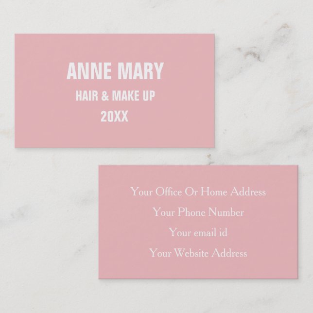 Blush Pink White Hair & Makeup Girly Modern Cool Business Card (Front/Back)