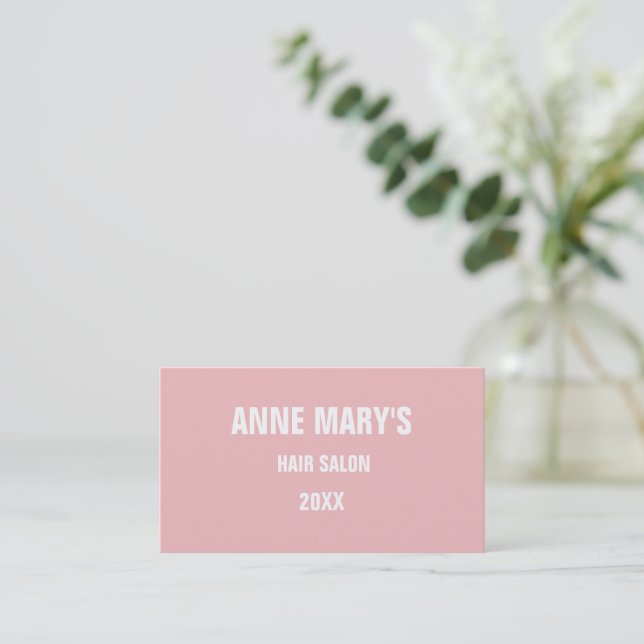 Blush Pink White Hair Salon Spa Girly Modern Business Card (Standing Front)