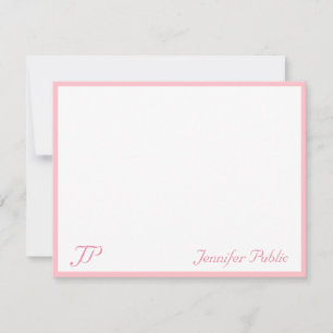 Blush Pink White Handwritten Text Monogram Modern Card