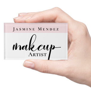 Blush Pink White Makeup Artist ID Name Tag