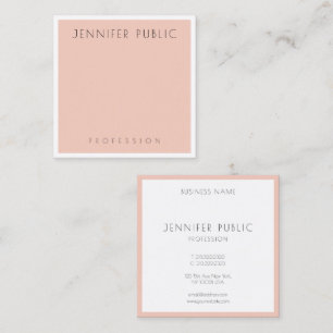Blush Pink White Modern Elegant Professional Square Business Card