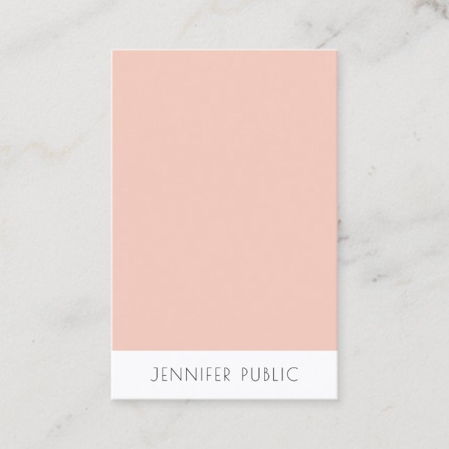 Blush Pink White Modern Elegant Simple Template Business Card (Front)