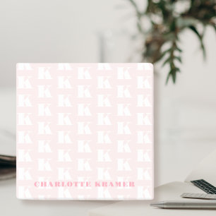 Blush Pink White Modern Monogram Initial Letter  Post-it Notes