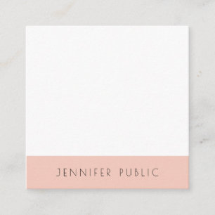 Blush Pink White Modern Simple Elegant Template Square Business Card