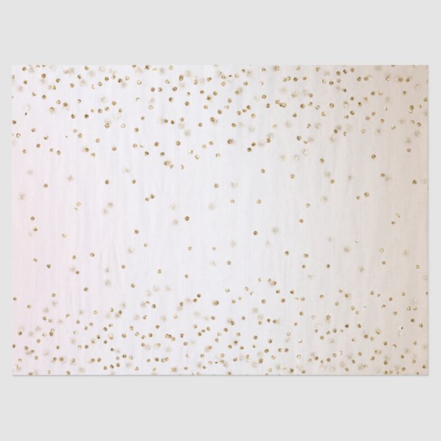 Blush Pink White Peach Ombre Gold Confetti         Tissue Paper (Front)