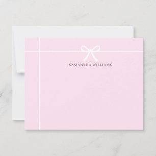 Blush Pink White Ribbon Bow Classic Elegant Simple Card
