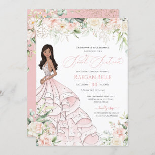 Blush Pink White Roses Luxury Glam Sweet Sixteen I Invitation