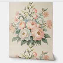 Blush pink & White Roses Vintage Floral Removable