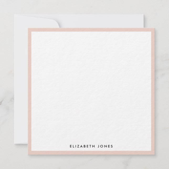 Blush Pink White Simple Modern Minimalist Square Card (Front)