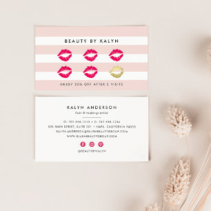 Blush Pink & White Stripe Beauty Loyalty Card