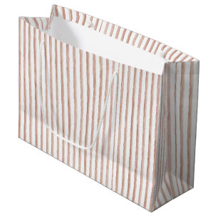 Blush Pink White Stripes Bridal Shower Large Gift Bag