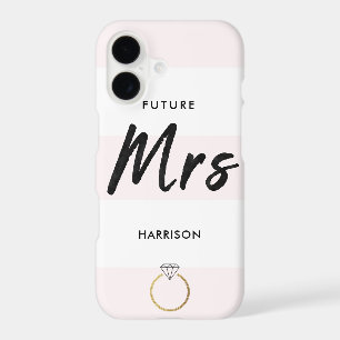 Blush Pink White Stripes Gold Diamond Black Script
