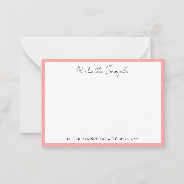 Blush Pink White Typography Script Name Minimalist Card (Front)