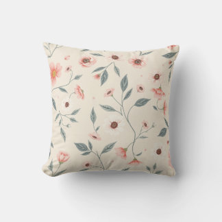 Blush Pink Wildflower Botanical Accent Pillow