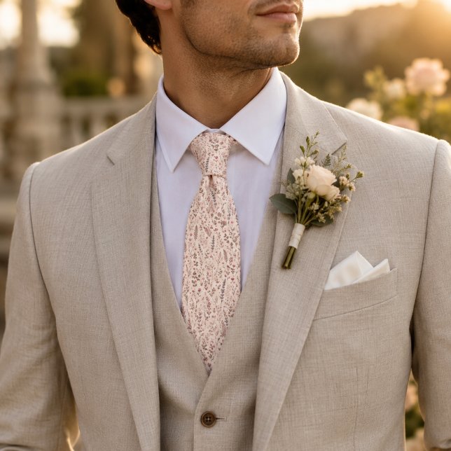 Blush Pink Wildflower Botanical Tie (Creator Uploaded)