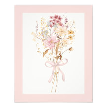 Blush Pink Wildflower Bouquet with Bow Feminine 