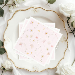 Blush Pink Wildflower Floral Baby Shower Napkin