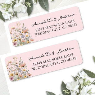 Blush Pink Wildflower Floral Return Address