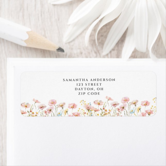  Blush Pink Wildflower Floral Return Address Label (Insitu)