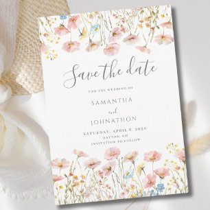 Blush Pink Wildflower Floral Wedding Save The Date