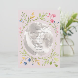 Blush Pink Wildflower Photo Wedding Invitation