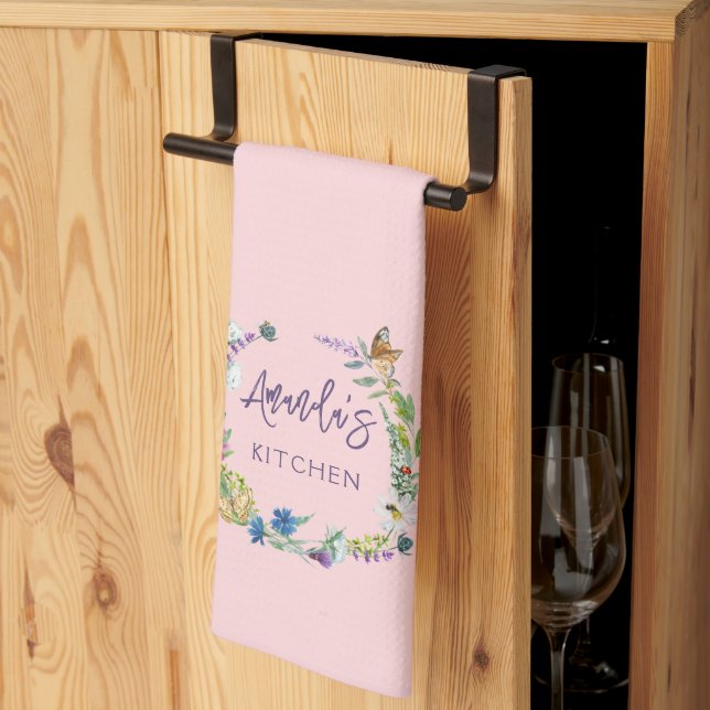 Blush Pink Wildflower  Tea Towel (Thirds Fold)