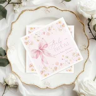 Blush Pink Wildflowers Bow Baby in Bloom Napkin