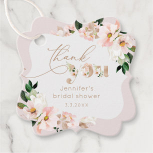 Blush pink wildflowers bridal thank you favour tags