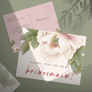 Blush Pink Will You Be My Bridesmaid Proposal Po Postcard