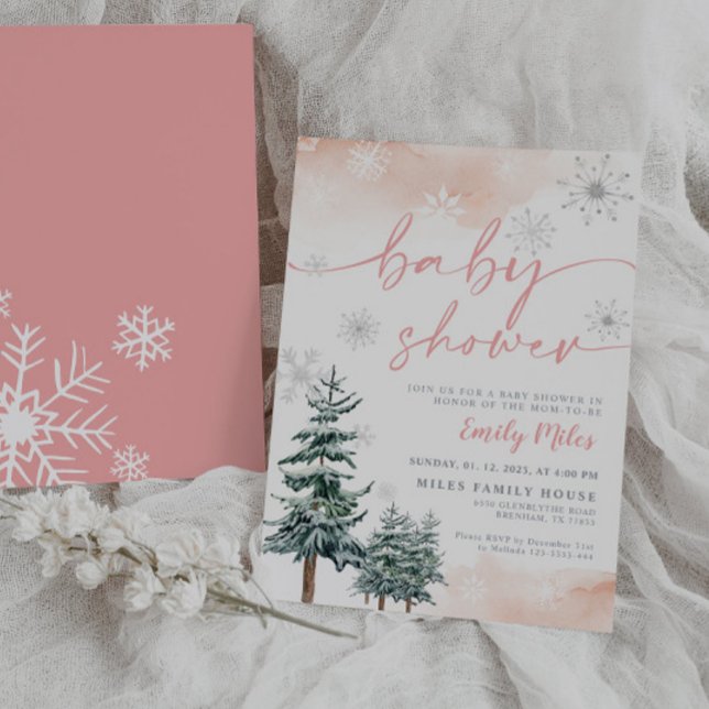 Blush Pink Winter Baby Shower Invitation (Creator Uploaded)