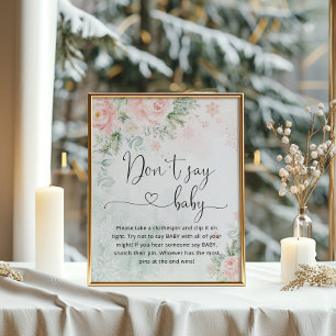 Blush pink winter Don't say baby game Poster